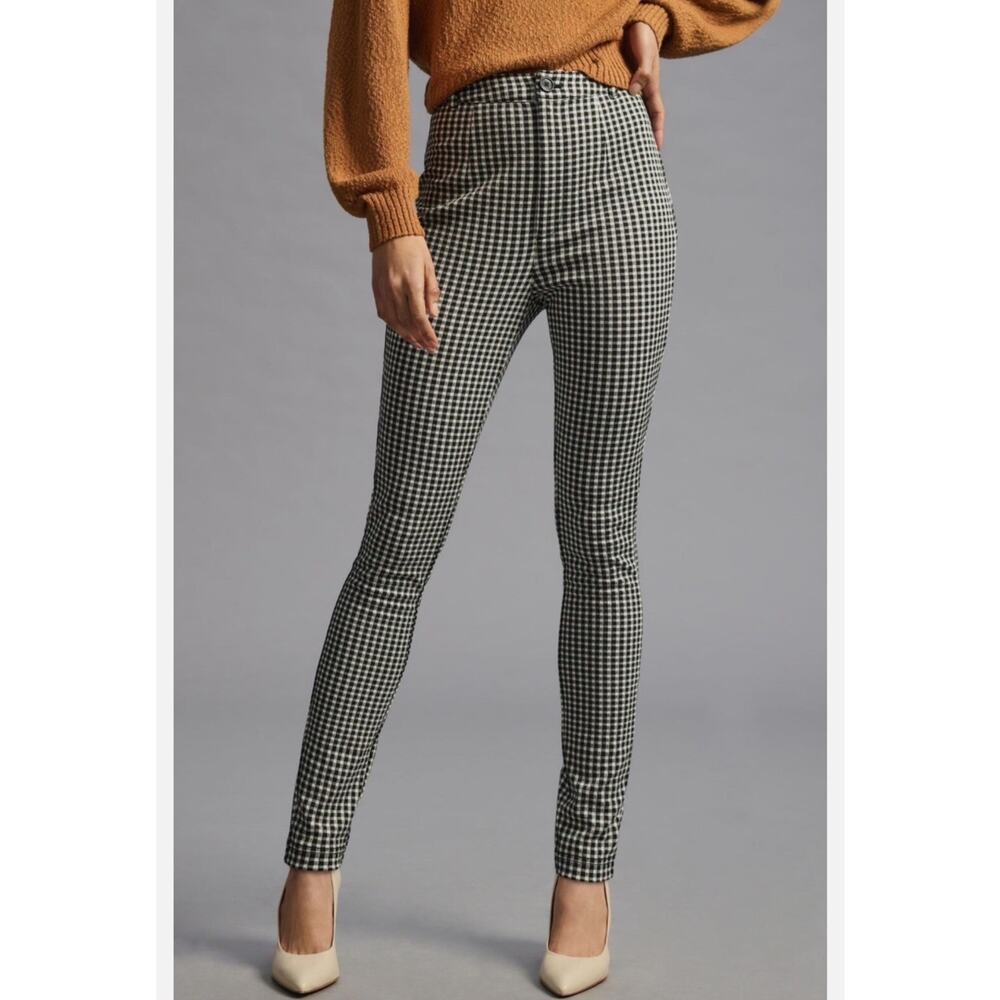 Maeve by Anthropologie Pants Women 4 Black White Plaid Skinny High Rise Academia